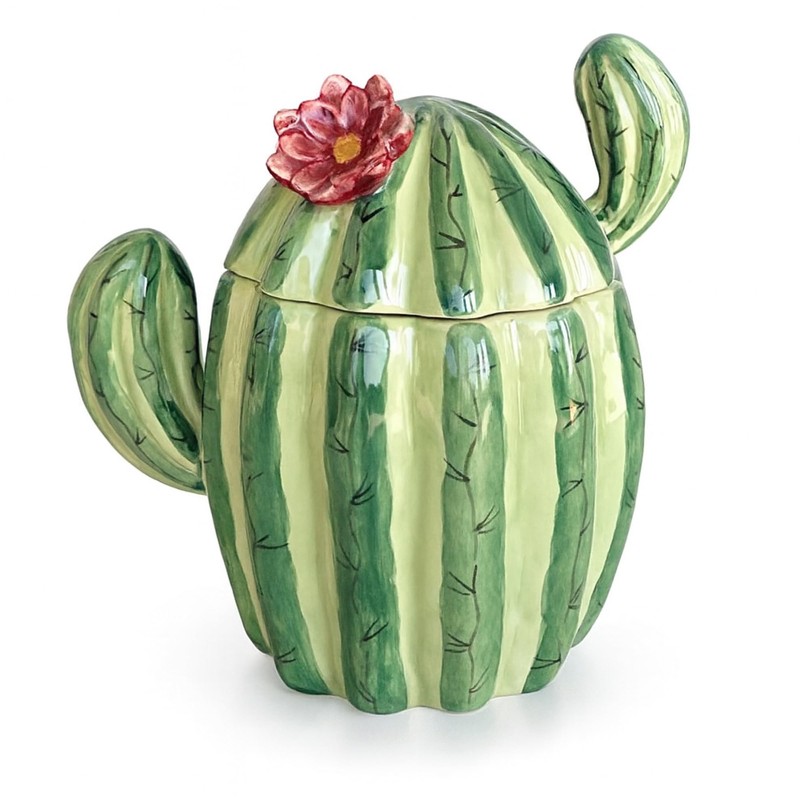 Blue Sky Clayworks Cactus Ceramic Sugar Bowl with Lid, 5"