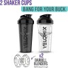 VELOMIX 2 Pack- 28 oz Protein Shaker Bottles for Protein
