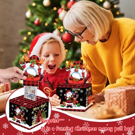 Meiidoshine Meiidoshine Christmas Money Box for Cash Gift Pull, Surprise Money Holder for Kids Adults with 100Pcs Transparent Bags - Fun Ways to Give Cash As A Gift for Your Loved Ones