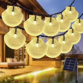 Solar Garden Fairy Lights 7 Meter 50 LED Outdoor Waterproof Crystal Shell Lights 8 Modes Decorative Light Strip for Home Yard Patio Party Decoration