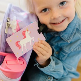 Wildkin Kids Luggage Tags for Boys and Girls, Includes 2 Matching Bag Tags and Removable Information Card, Perfect Size for Attaching to Suitcases, Backpacks and Duffle Bags, Olive Kids (Unicorn)