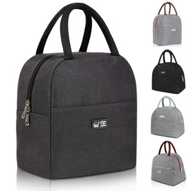 Grey Reusable Lunch Bags for Women Insulated Lunch Box Lunch Bag Women Leakproof Cooler Bag Lunch Container Meal Prep Womens Lunchbox for Men Lunch Tote Bag Lunchboxes Thermal Lunch Box