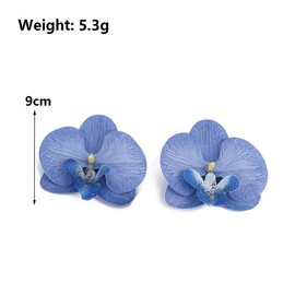 Big Acrylic Butterfly Orchid Flower Earrings,Oversized Resin Artificial 3D Simulated Floral Earrings for Women,Unique Exaggerated Ear Jewelry Gift (Blue)