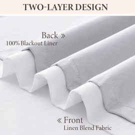Joywell White 100% Blackout Extra Long Curtains with Back Tab 16ft Linen Blended Room Darkening High Living Room Drapes 192 inch for High Ceiling or Long Window 1 Panel, 52x192 Inch