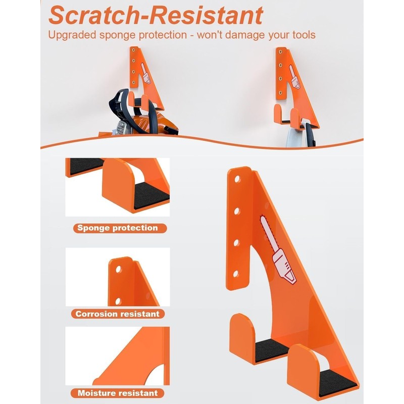 Chainsaw Holder -4 Pack- 180LB Heavy-Duty Alloy Steel Wall Mount