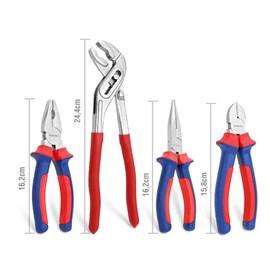 WORKPRO WORKPRO Zangen Set Haushalt, 4tlg. Zangensatz, Kombizange Spitzzange Seitenschneider Wasserpumpenzange, fr Heimwerker und Profis