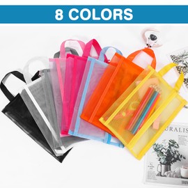 Fassave 6 Pack Mesh Zipper Pouch Bags, Double Layer Nylon Pouch with Handle for Office Travel Organization (Pink, A5)