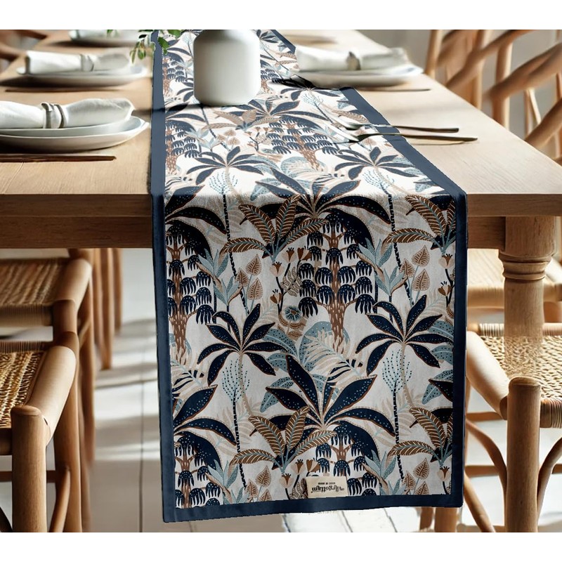 Vargottam Double Layer Cotton Table Runner with Border - Tropical