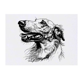 Large 'Borzoi Dog Portrait' Temporary Tattoo (TO00073025)