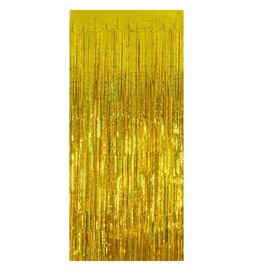 Gold Foil Curtain Fringe Tinsel - 2 Meter Door Backdrop Photoprop Party Decoration (Gold)
