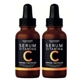 Kit 2 x Serum Facial Vitamina C + Ácido Hialurónico + Vitamina E - Skin Care Día / Noche - Antienvejecimiento - Antimanchas - Aclara Suero Cuidado Facial Antioxidante Para Todo Tipo De Piel -Skincare