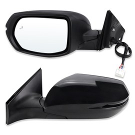 Lqito Left Driver Side Mirror Compatible With 2017-2022 Honda CRV With Manual Folding Power Glass Heated Blind Spot Turn Signal Black Replace# 76251T1WA01ZF(9Pins)