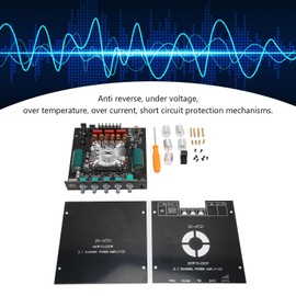 ZK-HT21 2x160W+220W 2.1 Channel Power Amplifier Board, AUX Bluetooth 5.0 USB Stereo Audio Amplifier Subwoofer Amplifier Board, Built-in Fan, DC15~36V