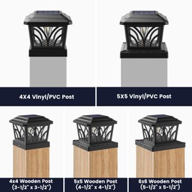 SIEDiNLAR Solar Post Cap Lights Outdoor, Aluminum Glass 2 Modes Edison LED Bulbs for 4x4 5x5 6x6 Wooden/Vinyl Posts Fence Deck Patio Decor, Warm White/Cool White Lighting 8 Pack (Black)