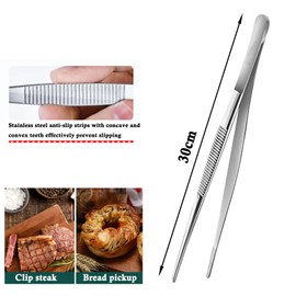 Xinlon 2 Pieces 30 cm Kitchen Tongs, Kitchen Utensils, Grill Tongs, Stainless Steel Kitchen Tongs for Decorating Food, Cooking, Steak, Barbecue, Baking