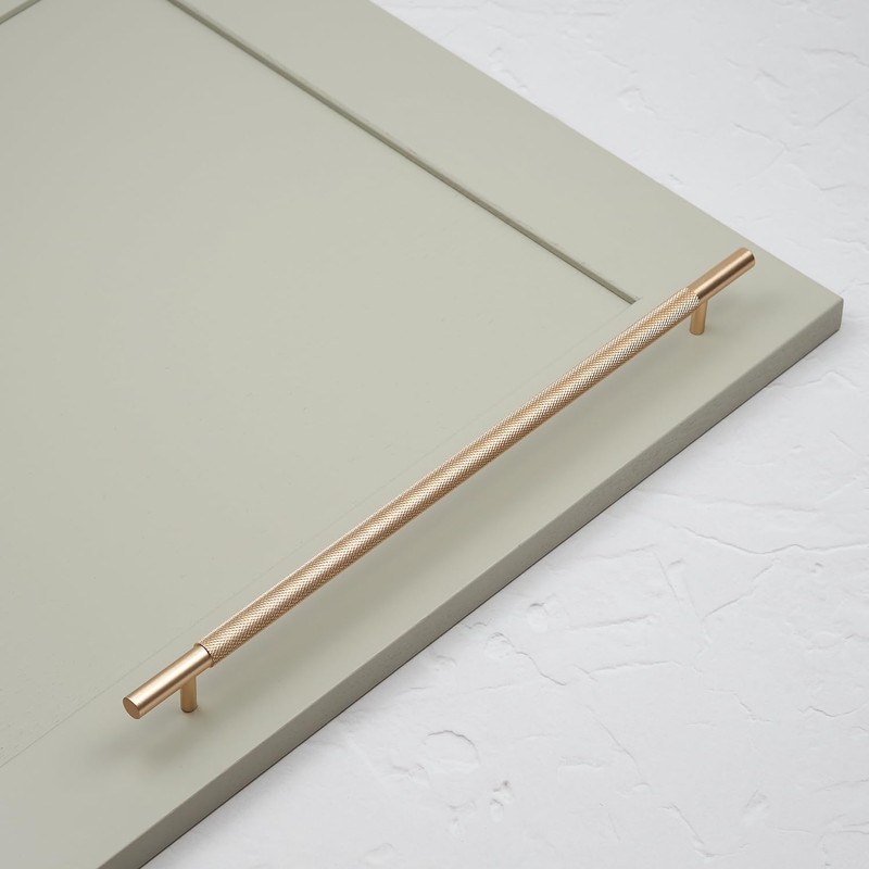 320mm Knurled Brass Bar Handle Rose Gold Champagne Kitchen Cupboard