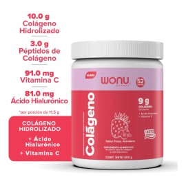 Wonu Colágeno Hidrolizado Polvo Con Ácido Hialurónico 600g