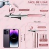 Kit Aerógrafo Portátil Tensky para Uñas Maquillaje con Compresor Rosa