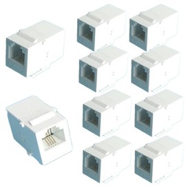 10 RJ11 CAT3 Telephone Socket adapters Model 110 IDC 6P4C Connector modules (Mother to Mother RJ11, White)