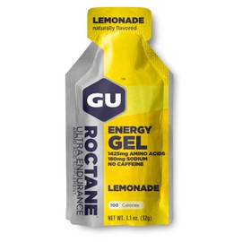 GU GU Energy Roctane Ultra Endurance Energy Gel, Vegan, Gluten-Free, Kosher, and Dairy-Free On-The-Go Sports Nutrition for Running, Biking, Hiking or Skiing, 24-Count, Lemonade