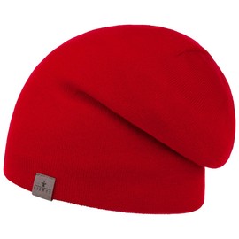 LIERYS Fine Merino Long Beanie Men/Women/Children (Length: 30 cm) - Made in Germany - Knitted Merino Wool Hat - Winter Hat in One Size (54-61 cm) - Men's Hat Autumn/Winter, red