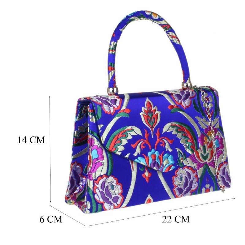 Girly Handbags Ladies Baroque Flower Clutch Bag, royal