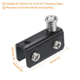 sourcing map Adjustable Glass Door Hinges Clamp, 1 Pair Stainless Steel Cabinet Glass Door Pivot Hinge Clip for 5-8mm Thickness Glass, Black 40x10x20mm