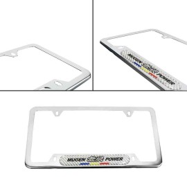 Mugen X1  Mugen Chrome Stainless Steel License Plate Frame Carbon Fiber Emblem