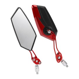 HOPESPANNER Universal Motorcycle Rear View Mirrors Adjustable Side Rearview Mirror Aluminum Alloy Plastic 1 Set Black Red M8/M10 Polygonal Shape
