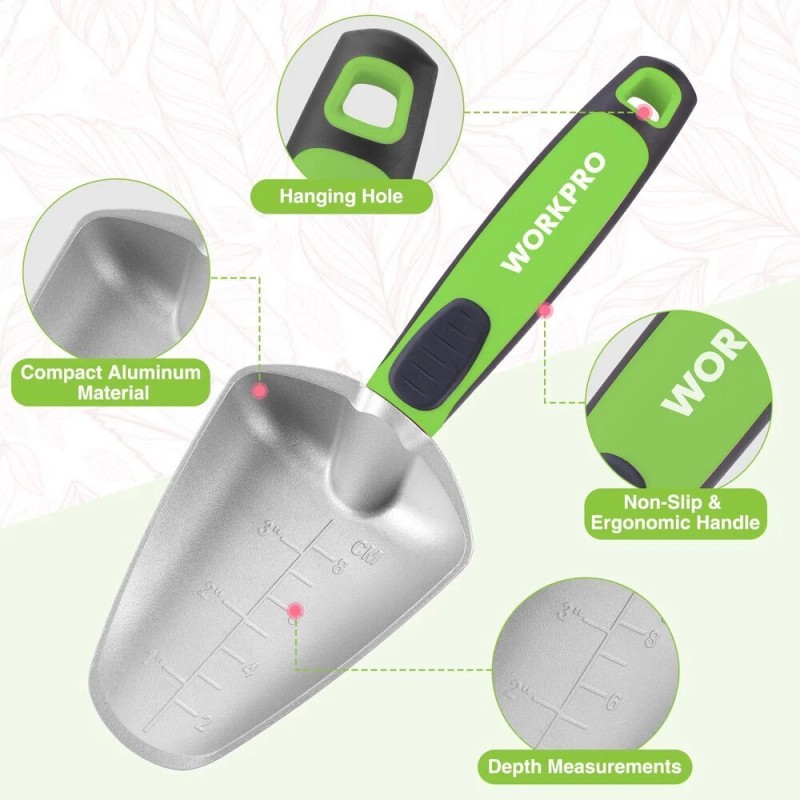 WORKPRO 5PCS Garden Tool Set Powder Coating Aluminum Garden Tool