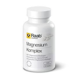 Raab Vitalfood Magnesium Komplex Kapseln (60 Stück) - Komplex aus 7 organischen und anorganischen Magnesiumverbindungen, ohne Zusätze, vegan, glutenfrei