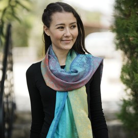 NELUHA Pashmina Scarf Colourful Traditional Patterned for Men and Women Shoulder Scarf 185 cm x 70 cm Stole Rainbow Colours, 6. Rainbow