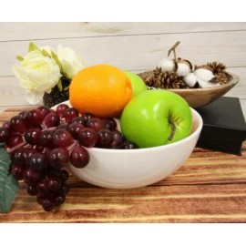 Ebros Gift Pack Of 2 Large Contemporary Round White Jade Melamine Ramen Pho Vegetable Bowls