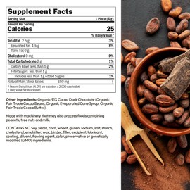 ANDREW LESSMAN ChocoNuvo 91% Cacao 30 Pieces - Organic Fair Trade Extreme Dark Chocolate. Beneficial Plant Sterols to Promote Healthy Cholesterol Balance. 26 Calorie Squares, Low Fat, Low Sugar