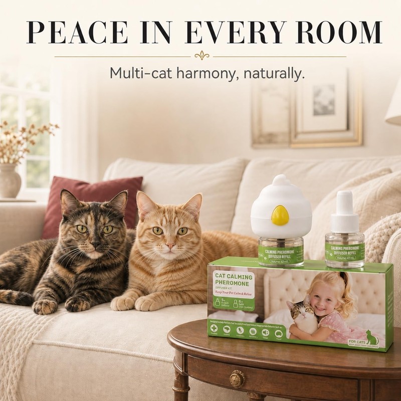 9-Pack Cat Calming Pheromone Diffuser Kit, 3 Diffusers & 6×48mL