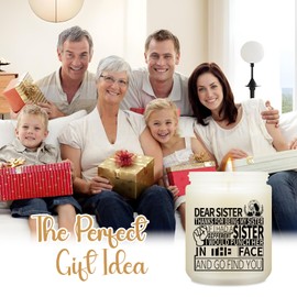 Goiicoln Funny Dear Sister Candle, Sister Gifts, Happy Birthday Gift Ideas for Her from Sisters Brother, Graduation Gifts for Sis, Happy Mothers Day Sisters, Lavender Scented Candle