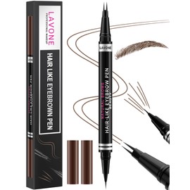 Eyebrow Pencil, 2-in-1 Waterproof Eyebrow Pen, with 2 Tip Microblading Eyebrow Pencil and Ultra-Precise Brow Pencil, with Eyebrow Brush, Eyebrow Pencils for Women, Natural Hair-Like Brows - Dark Brown