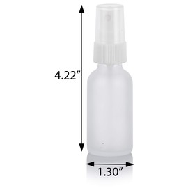 1 oz / 30 ml Frosted Clear Glass Boston Round White Fine Mist Spray Bottle (24 pack) + Funnel I Empty Container