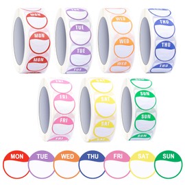 7 Rolls Removable Weekday Stickers, 3500 Round Dots Food Labels, Restaurant Day Stickers, Weekday Stickers, Weekday Labels for Large Kitchens Catering Businesses