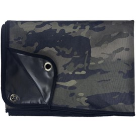 Tencen Ground Sheet, Camouflage, Waterproof, Thick, Durable, High Abrasion, Airsoft Game, Camping, Outdoors, Flower Viewing, Fireworks Displays, Sports Festivals, Black Camo, 5.9 x 3.3 ft (1.5 x 1 m)