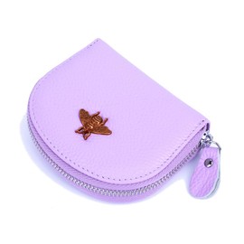Yocipa Leather RFID Credit Card Holder Wallet For Women Small/Medium Zipper Card Case, Light Purple, Medium, Fashion
