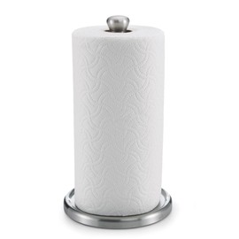 Polder Single-Tear Paper Towel Holder, Kitchen Organization and Storage, Stainless Steel Paper Towel Holder, Fits Standard and Jumbo-Sized Paper Towel Rolls, 12.6" H x 7.1" Dia.