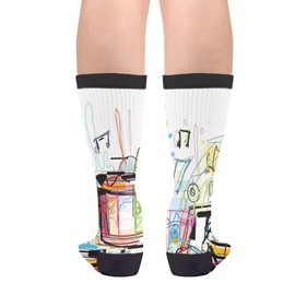 LUADSN Drum Novelty Socks Funny Crew Socks Crazy Casual Socks For Women Men