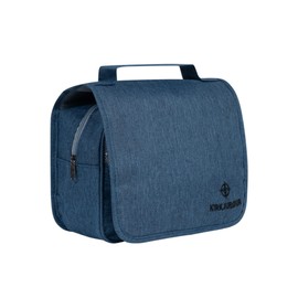 KIRKJUBØUR® Rejser Outdoor Toiletry Bag, Ideal for Camping and Travel. Hinged with Hanging Hooks and Many Inner Zip Pockets. Closed Dimensions: 17 x 22 x 9 cm, navy, Hinged toiletry bag