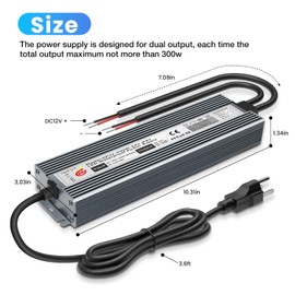LED Driver 400W Waterproof Power Supply IP67 Transformer, Adapter Converter AC 100V-265V AC to 24V DC 16.67A Low Voltage Output with 3-Prong Plug for LED Light, Computer Project, Outdoor Use