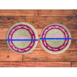 2 Pack Mexican Handmade Palm Baskets with lid (Pink Pattern) and 1 Woven Napkin Cloth (servilleta Mexicana) 100% Cotton Eco Friendly Tortilla Warmer (tortillero) for Party Fiesta Decoration