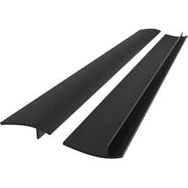 Silicone Kitchen Stove Gap Covers, Kitchen Counter Gap Anti-Slip Non-Tacky Filler Seals Spills Between Counter, Stovetop, Oven, Washer, heat-resistant，Set of 2 (30 Inches, Black)