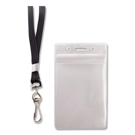 Advantus ID Holder/Lanyard Combo Pack - Vertical - Vinyl - 20 / Pack - Black/Clear