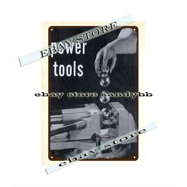 Unbranded 1960 Woodworking MetalWork carpentry tools power vise tin sign