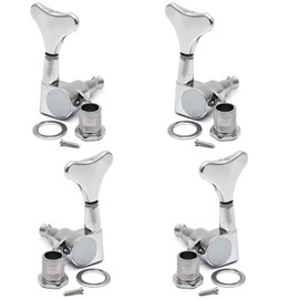 4Pcs Bass Guitar Tuner Pegs(2L2R),Buttons Guitar Parts for Precision Bass and Jazz Bass,1:19 Ratio Headstock Sealed Tuning Key Pegs Machine Head Replacement,Bass Tuners Machine Heads(Chrome)